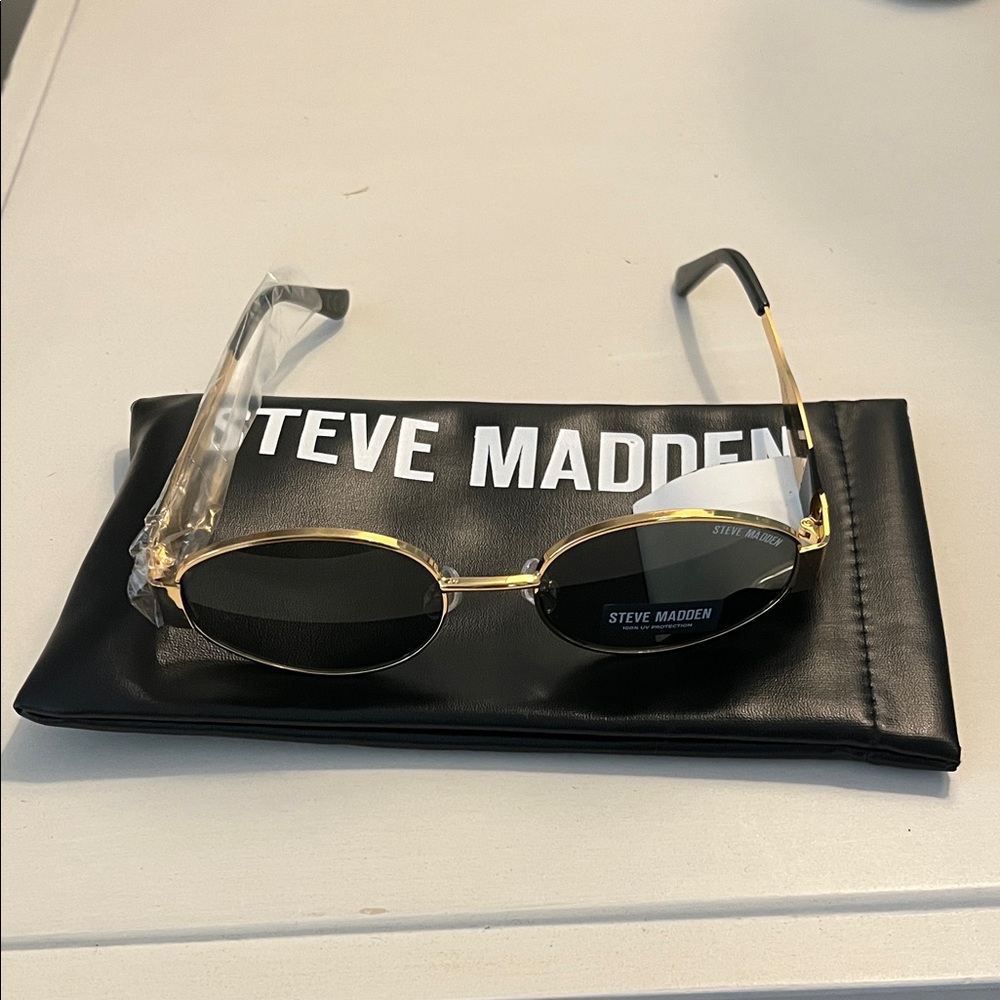 Steve Madden Gold Frame Sunglasses with Black Lenses